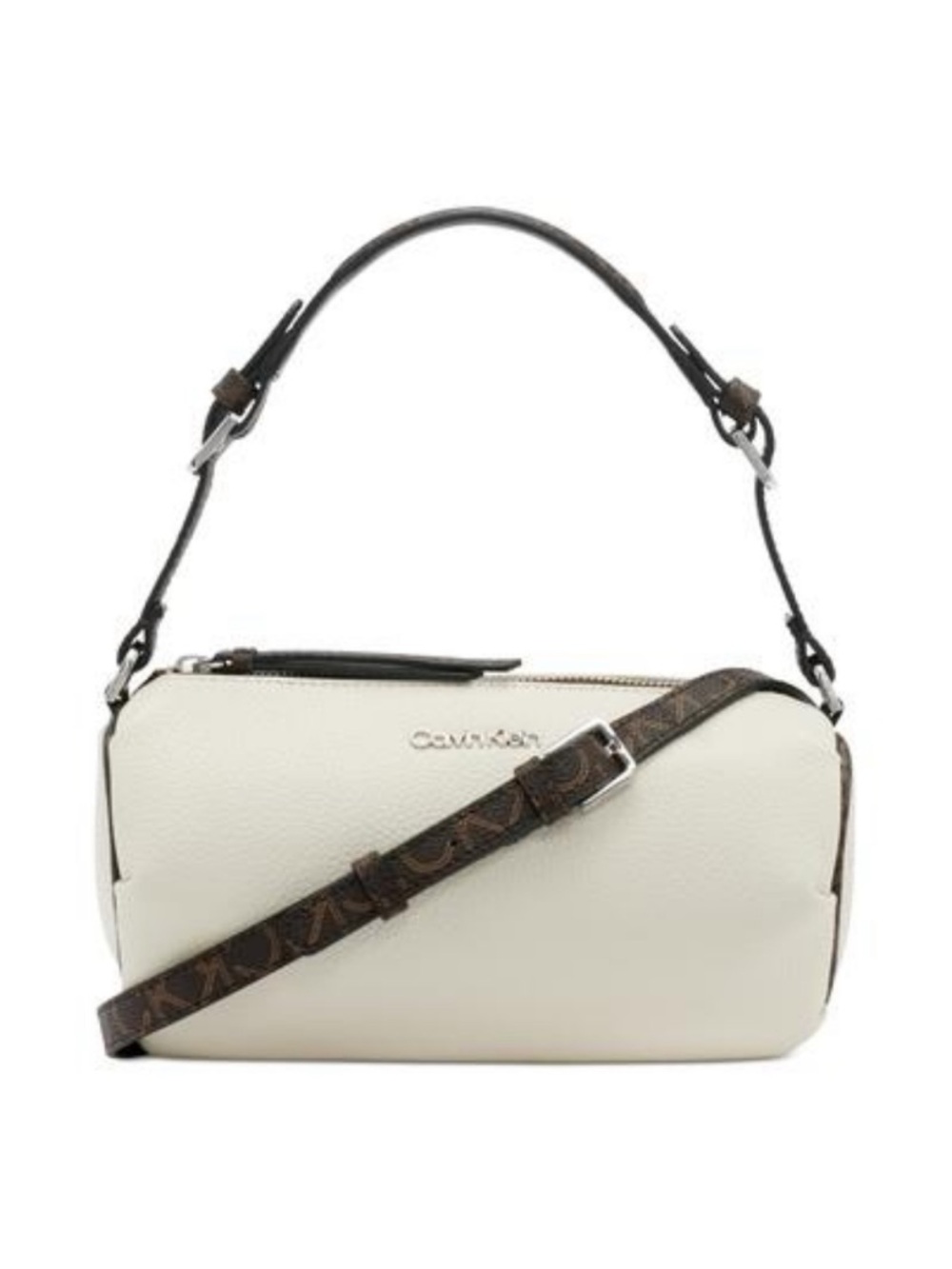 Calvin Klein Cream Leather Crossbody with Brown Signature Strap